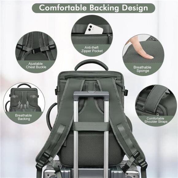 Carry-on Travel Backpack For Women Men Flight Approved, Personal Item Backpack - Picture 6 of 7